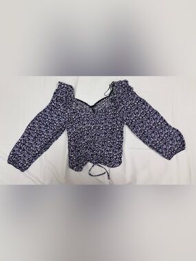 Zara Black Top with Lavender Floral Print